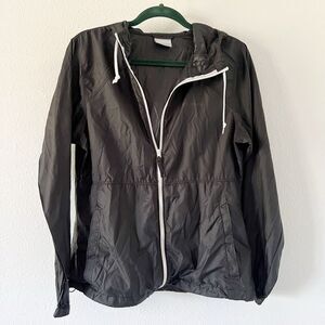 Columbia Jacket Womens Medium Black Full Zip Hooded Wind Breaker Lightweight